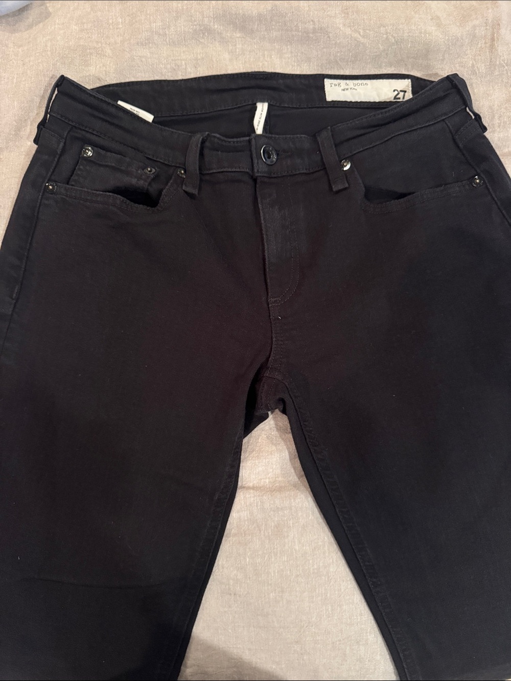 rag & bone Women’s Dre Low Rise Slim Jeans in Deep Black Size 27